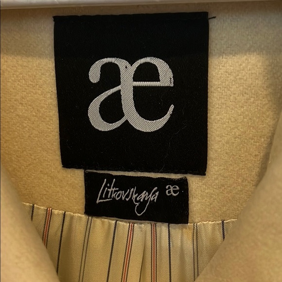 Midi length asymmetric wool coat a la 80s - Picture 3 of 4